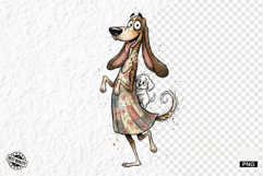 Whimsical Dog Mom With Puppy Clipart Product Image 1