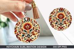 Flower Keychain Sublimation - Autumn Keychain PNG Design Product Image 1