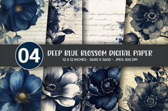 Deep Blue Blossom Digital Paper Product Image 1