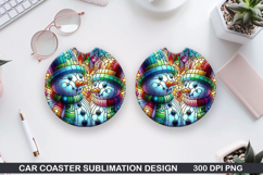 Snowman Car Coaster Sublimation|Christmas Coaster PNG Design Product Image 1