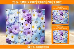 Cute Velvet Flower Tumbler Wrap Designs, Sublimation Wrap Product Image 1