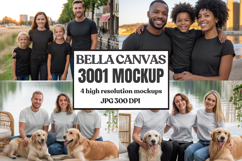 Bella Canvas 3001 Family Group Mockup | Matching T-Shirt Fla Product Image 1