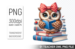 Teacher Owl Clipart PNG, Cute Owl, Digital Download File Product Image 1