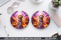Halloween Dog Car Coaster Sublimation| Halloween Coaster PNG Product Image 1