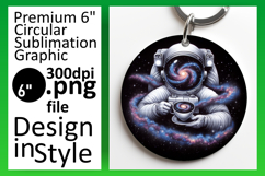 Whimsical Round Design Car Coaster PNG , Astronaut Product Image 1