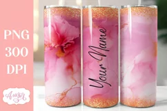 Pink 20 oz tumbler PNG for sublimation | Alcohol ink glitter Product Image 3