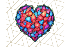 Stained Glass Hearts and Butterflies Clipart PNG Product Image 3