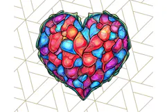 Stained Glass Hearts and Butterflies Clipart PNG Product Image 3