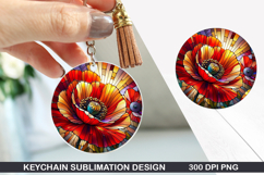 Flower Keychain Sublimation - Spring Keychain PNG Design Product Image 1