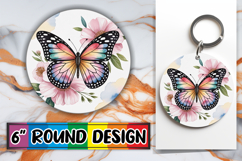 Cheerful Circle Coasters Design PNG, Butterfly Product Image 1
