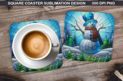Snowman Coaster Sublimation, Christmas Coaster PNG Design Product Image 1