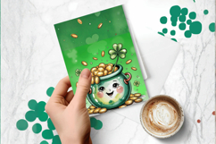 Cute Pot of Gold Smiling Greeting Card PNG Sublimation Desig Product Image 1