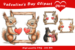 Cute Squirrel Valentine Clipart PNG Product Image 1
