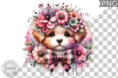 Dog With Flowers Sublimation - Clipart PNG Design Product Image 1