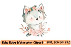 Boho baby watercolor clipart, nursery animal clipart Product Image 1