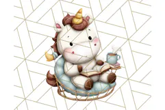 Magical Bookish Unicorn PNG Clipart Reading Books & Stories Product Image 3