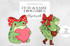 Cute Sassy Frog Girls PNG Clipart, Sublimation PNG. Product Image 1