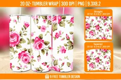 Valentine Rose Tumbler Wrap Designs, Sublimation Wrap Product Image 1