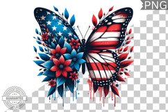 4Th Of July Flora Butterfly - Sublimation 4th of July PNG Product Image 1