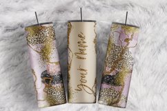 Custom Name Gold Glitter Brush Leopard 20 oz tumbler wrap Product Image 1