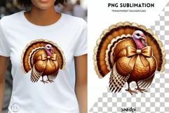 Thankful Turkey Day PNG, Thanksgiving Turkey Sublimation Product Image 1