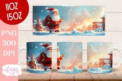 Santa mug sublimation wrap, Christmas mug template PNG Product Image 3