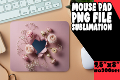 Radiant Mouse Mat Sublimation PNG, 3D Heart Product Image 1