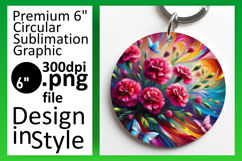Elegant Keychain Round PNG Artwork , Flowers Product Image 1