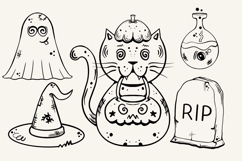 Halloween Doodles PNG Set, 14 Hand Drawn Elements Product Image 3
