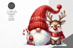 Gnome clipart, Gnome and reindeer clipart, Christmas Product Image 1
