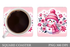 Cute Snowman Coaster Sublimation. Christmas Coaster Design Product Image 1