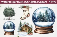Watercolour Rustic Christmas Clipart PNG Product Image 1