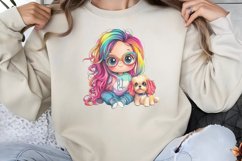 Colorful Girl Dog Clipart PNG Product Image 1