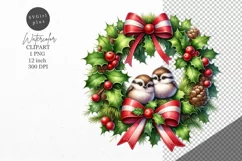 Christmas clipart| Holly wreath |Christmas sublimation Product Image 1