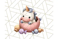 Cute Dessert Unicorn PNG Clipart with Cupcakes & Candies Product Image 3