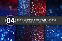 Navy Crimson Glow Digital Paper Product Image 1