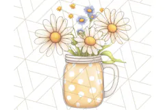 Flowers in Glass Jars PNG, Rustic Floral Watercolor Clipart Product Image 3