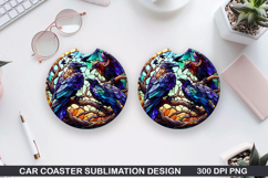 Crows Car Coaster Sublimation| Crows Coaster PNG Design Product Image 1