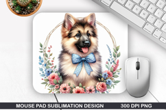 Dog Flower Mouse Pad Sublimation, Animals Mouse Pad PNG Product Image 1