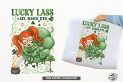 St Ptrick Day Girl Reading Png Sublimation Product Image 1