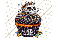 Halloween Cupcake PNG Clipart with Witch Hats and Ghosts Product Image 3