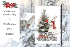Merry Christmas Garden Flag, Christmas Rabbit Garden Flag Product Image 1
