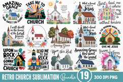 Retro Church Sublimation Bundle PNG Product Image 1