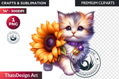 Cute Autumn Animals &amp; Sunflowers - Thanksgiving Clipart Product Image 1