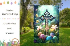 Easter Cross Garden Flag, Floral Easter Cross Sublimation Product Image 1