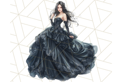 Victorian Gothic Wedding Dress PNG, Dark Bridal Clipart Product Image 3