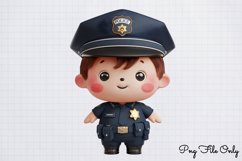 Watercolor Cute Police Clipart PNG Product Image 1
