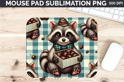 Watercolor Raccoon Mouse Pad Sublimation - Valentines PNG Product Image 1