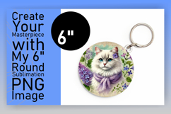 Stylish Round Design Keychain Artwork , Cute Cat Product Image 1