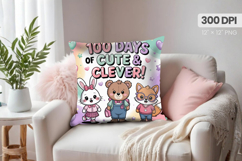 100 days of school Pillow Design, Teacher PNG Sublimation Product Image 1